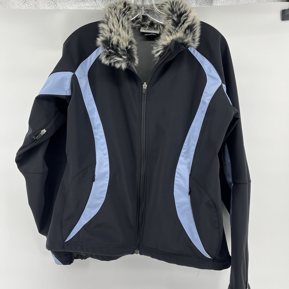 Obermeyer Women's Winter Ski Jacket Fur Collar Black‎ Size Ladies 14 Vintage
